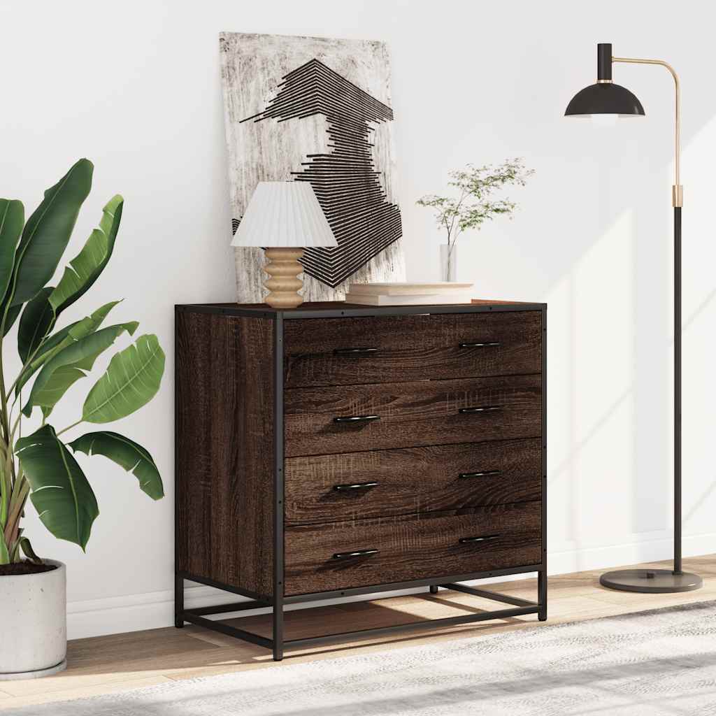 vidaXL Drawer Cabinet Brown Oak 70x41x70 cm Engineered Wood 3