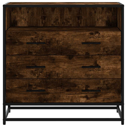 vidaXL Drawer Cabinet Smoked Oak 70x41x70 cm Engineered Wood 4