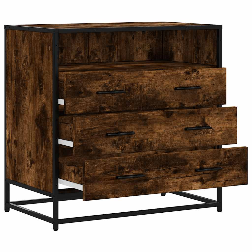 vidaXL Drawer Cabinet Smoked Oak 70x41x70 cm Engineered Wood 5