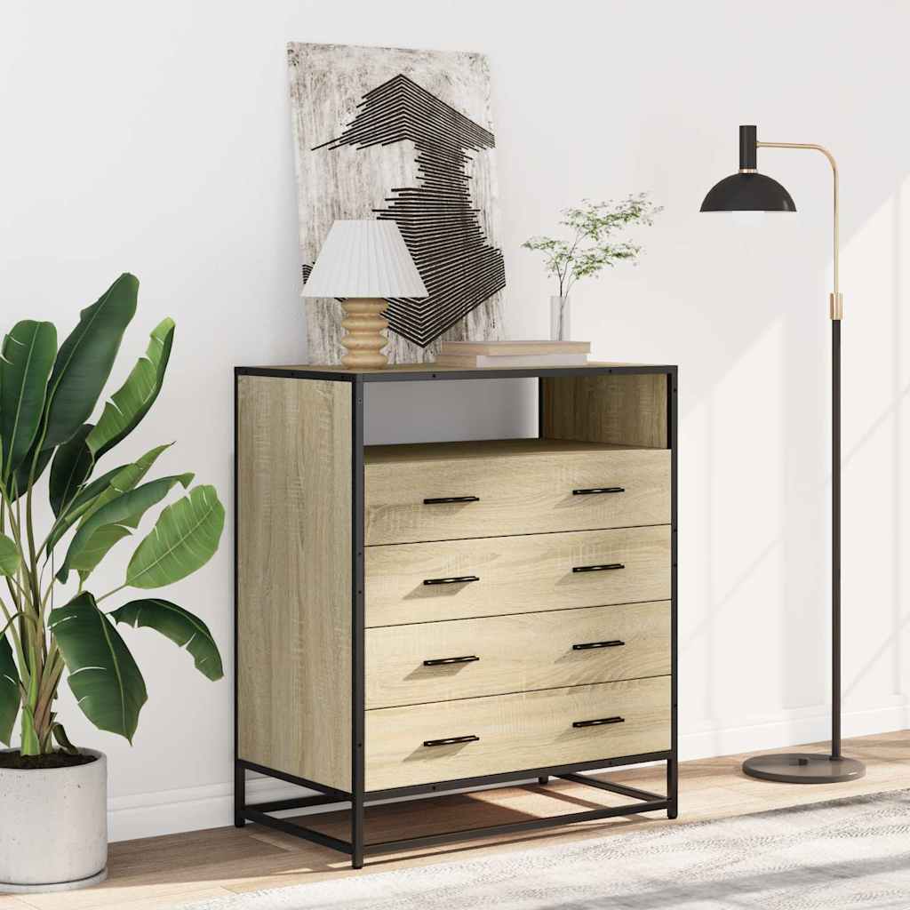 vidaXL Drawer Cabinet Sonoma Oak 70x41x83.5 cm Engineered Wood 3