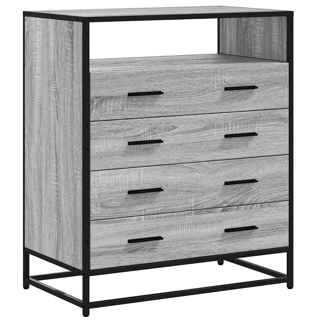 vidaXL Drawer Cabinet Grey Sonoma 70x41x83.5 cm Engineered Wood 2