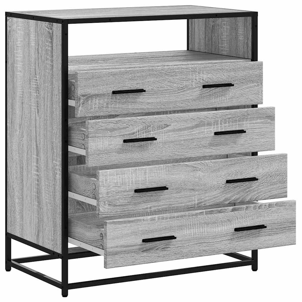 vidaXL Drawer Cabinet Grey Sonoma 70x41x83.5 cm Engineered Wood 5
