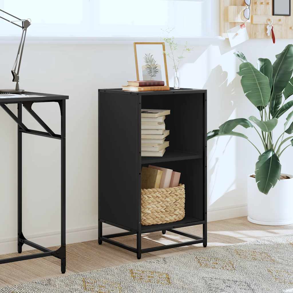 vidaXL Book Cabinet Black 40x35x76 cm Engineered Wood 3