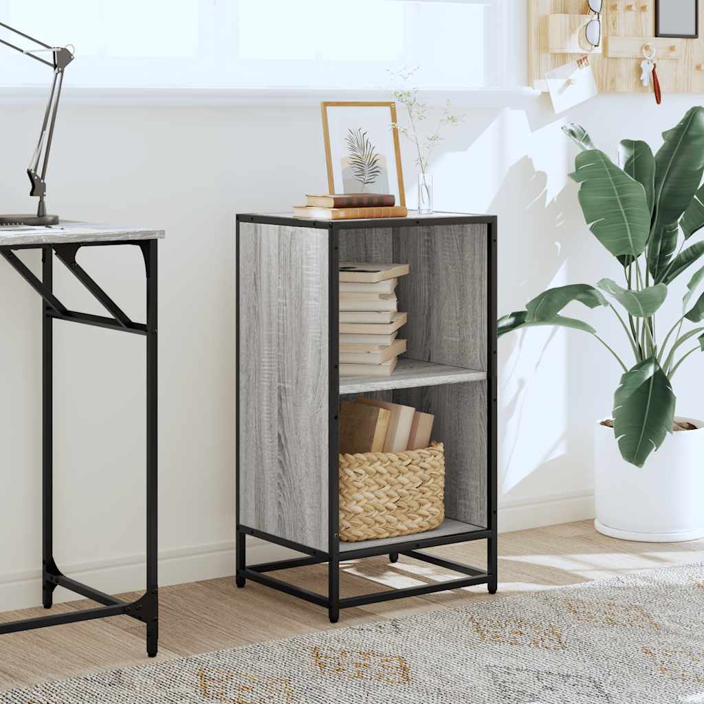 vidaXL Book Cabinet Grey Sonoma 40x35x76 cm Engineered Wood 3