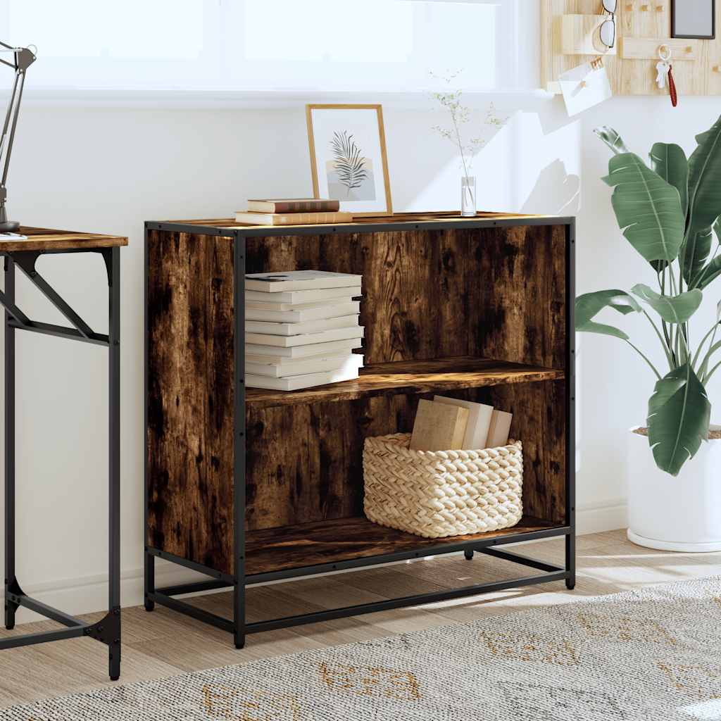 vidaXL Book Cabinet Smoked Oak 80.5x35x76 cm Engineered Wood 3