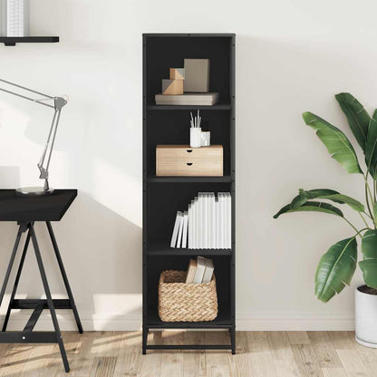 vidaXL Book Cabinet Black 40x35x139 cm Engineered Wood 3