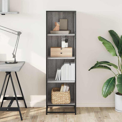 vidaXL Book Cabinet Grey Sonoma 40x35x139 cm Engineered Wood 3
