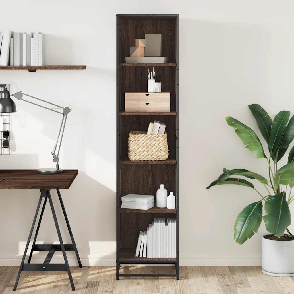 vidaXL Book Cabinet Brown Oak 40x35x170.5 cm Engineered Wood 3