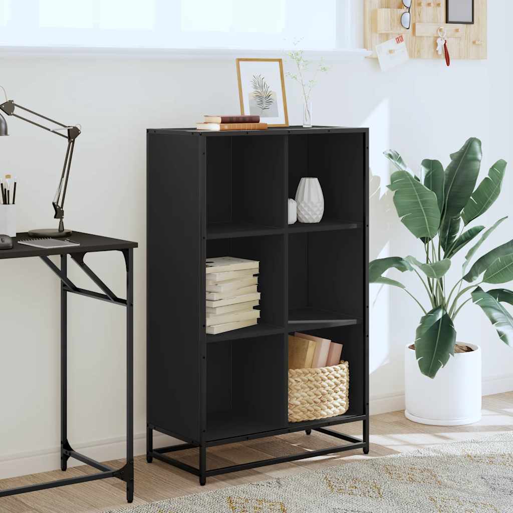 vidaXL Book Cabinet Black 65.5x33x107.5 cm Engineered Wood 3