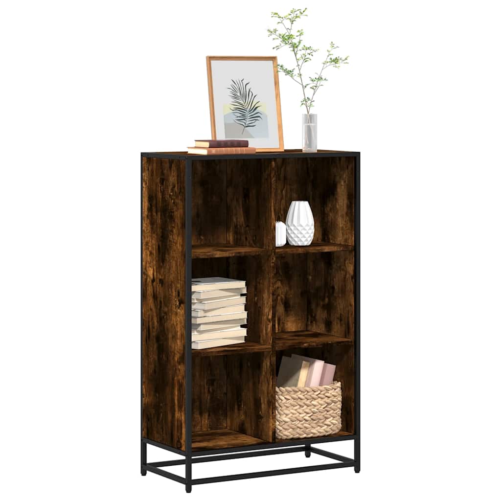 vidaXL Book Cabinet Smoked Oak 65.5x33x107.5 cm Engineered Wood 1