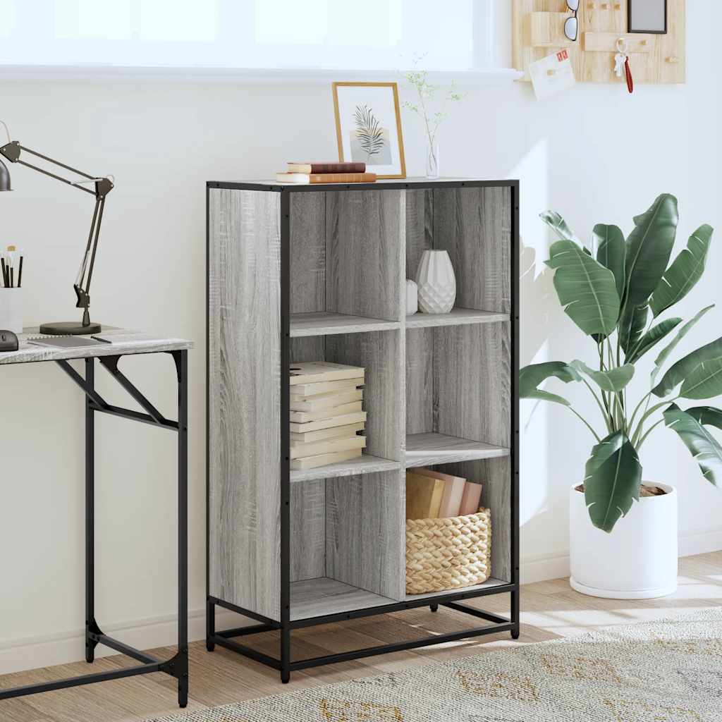 vidaXL Book Cabinet Grey Sonoma 65.5x33x107.5 cm Engineered Wood 3