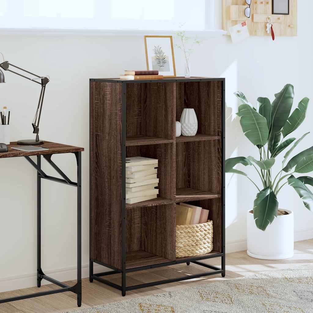 vidaXL Book Cabinet Brown Oak 65.5x33x107.5 cm Engineered Wood 3