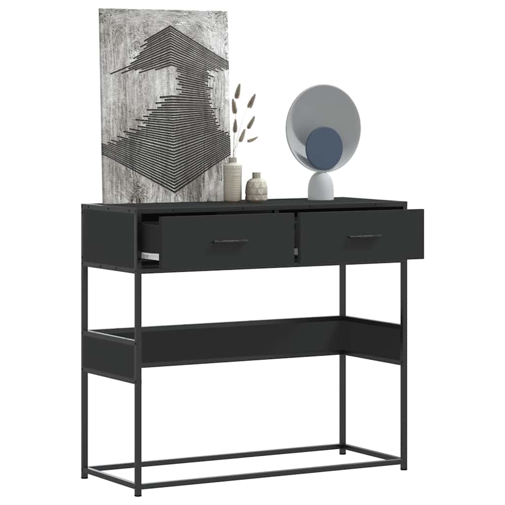 vidaXL Console Table Black 90x35x80 cm Engineered Wood 1