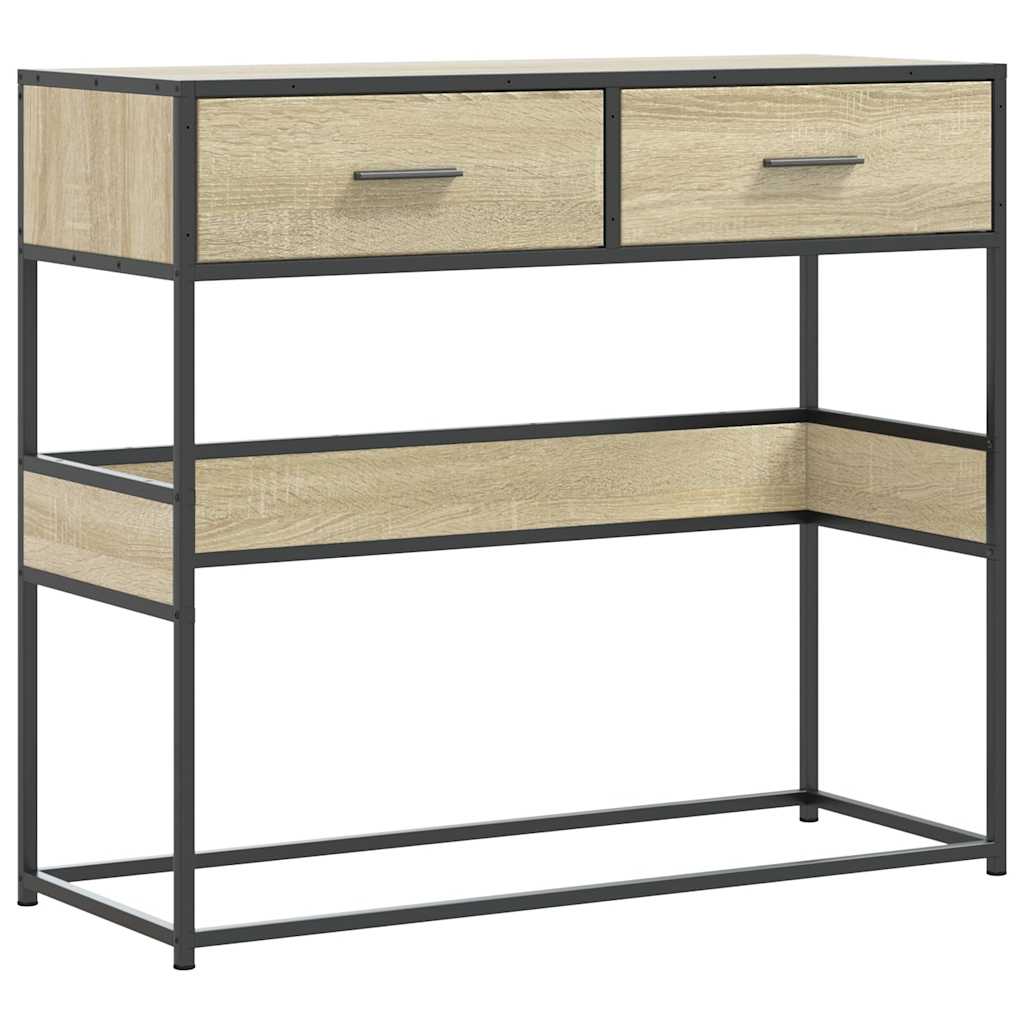 vidaXL Console Table Sonoma Oak 90x35x80 cm Engineered Wood 2