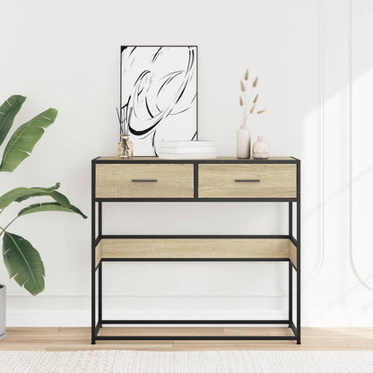 vidaXL Console Table Sonoma Oak 90x35x80 cm Engineered Wood 3