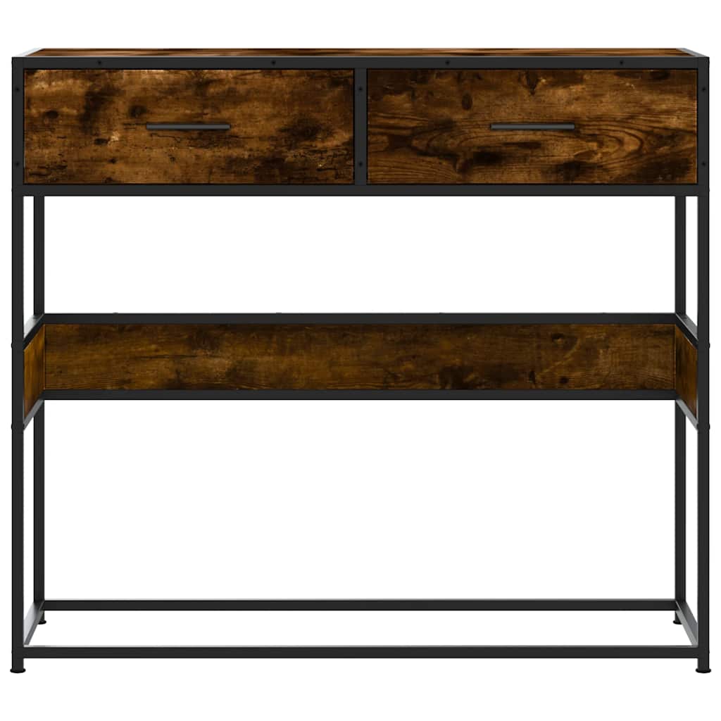 vidaXL Console Table Smoked Oak 90x35x80 cm Engineered Wood 4