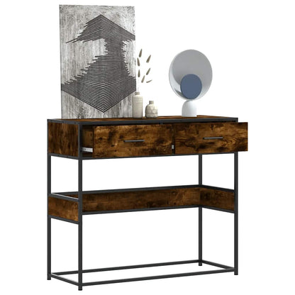 vidaXL Console Table Smoked Oak 90x35x80 cm Engineered Wood 1
