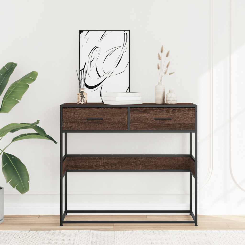 vidaXL Console Table Brown Oak 90x35x80 cm Engineered Wood 3