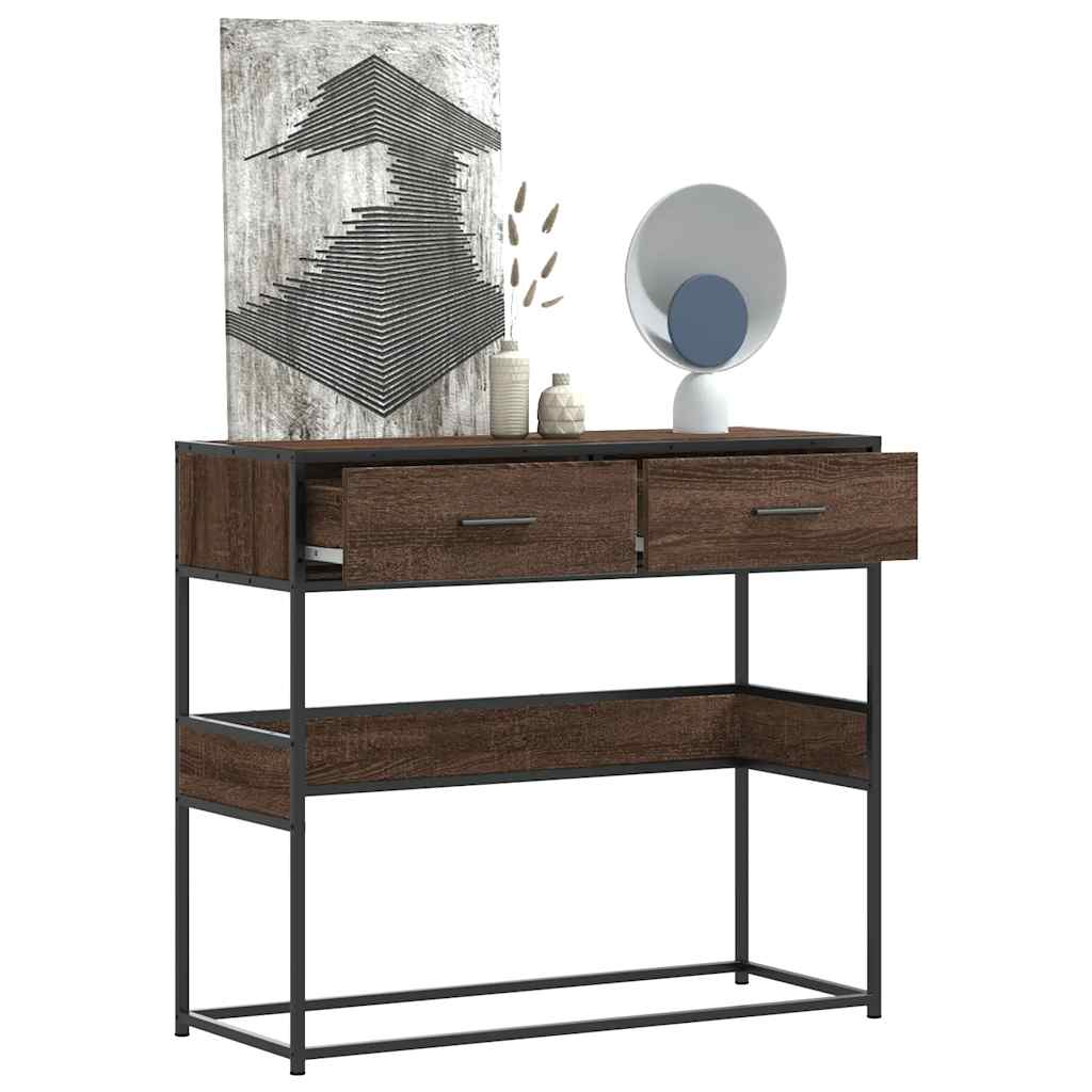 vidaXL Console Table Brown Oak 90x35x80 cm Engineered Wood 1
