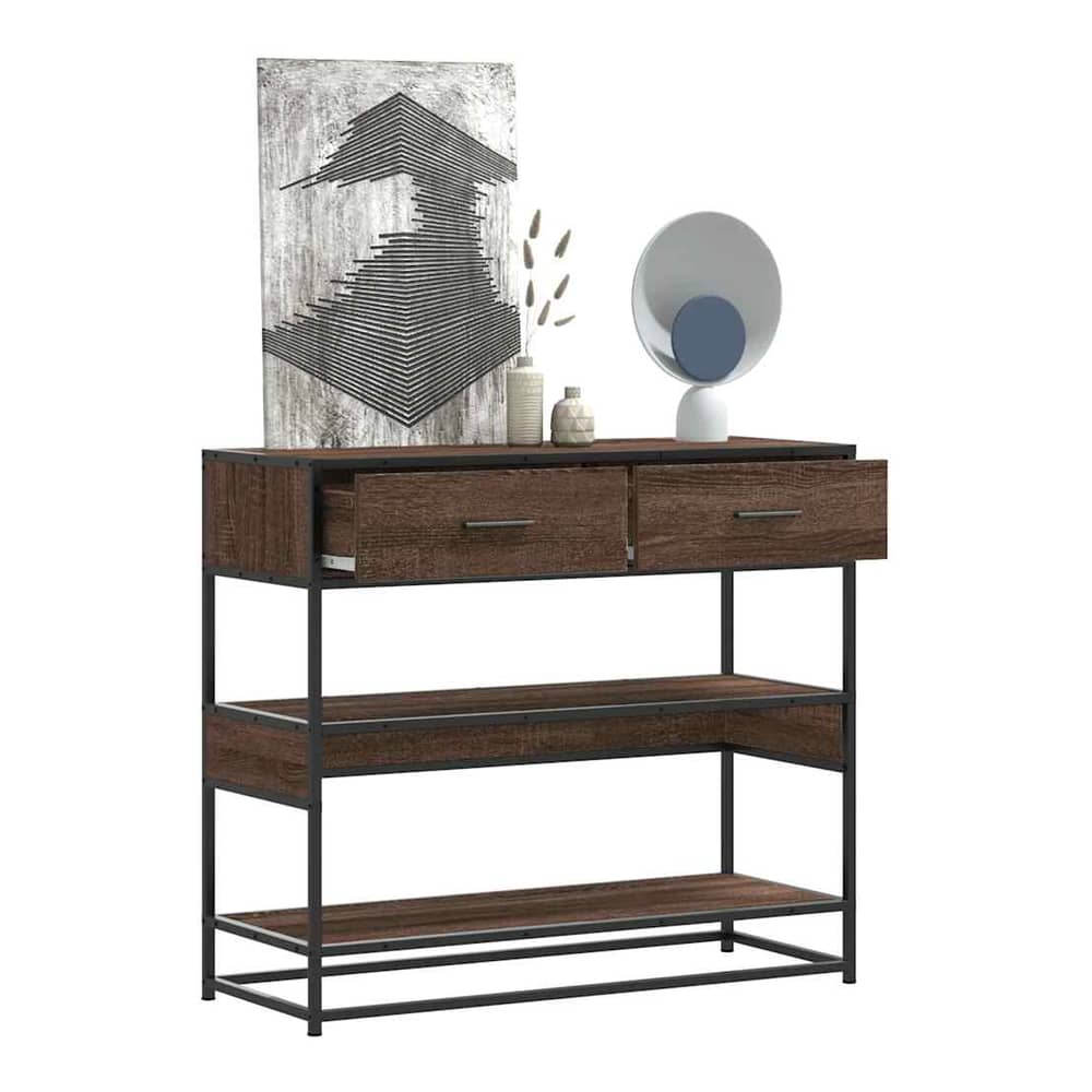 Console Table 90x35x80 cm Engineered Wood Brown oak