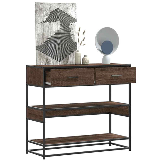 Console Table 90x35x80 cm Engineered Wood Brown oak