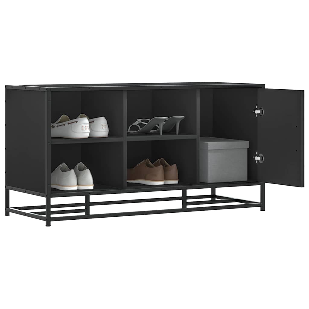 vidaXL Shoe Bench Black 100x40x53.5 cm Engineered Wood and Metal 1