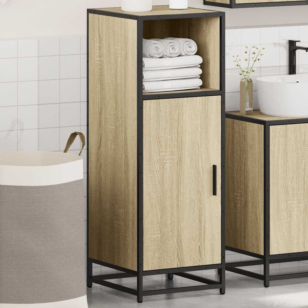 vidaXL Bathroom Cabinet Sonoma Oak 35x37.5x100 cm Engineered Wood 4