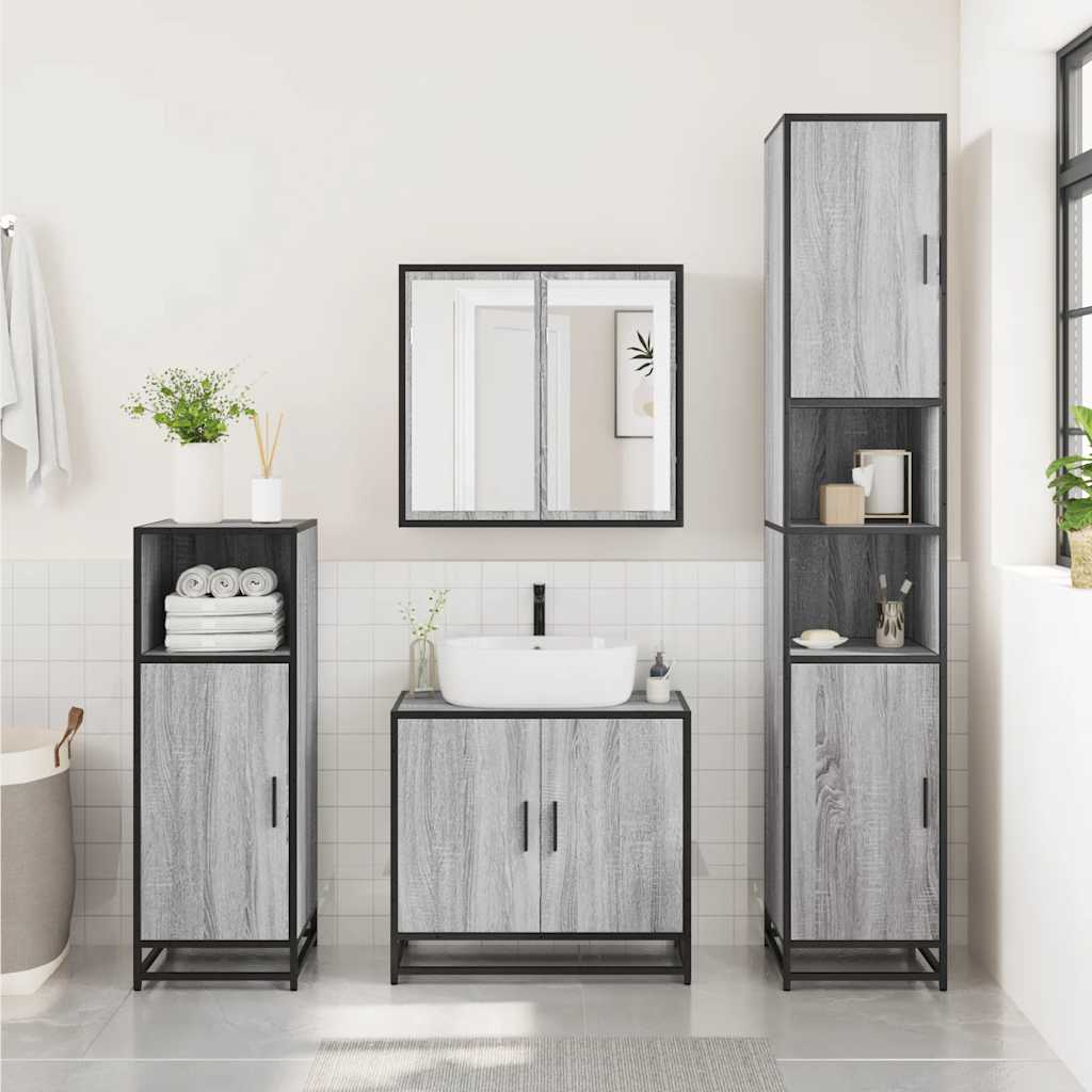 Bathroom Cabinet 35x37,5x100 cm Engineered Wood Grey sonoma