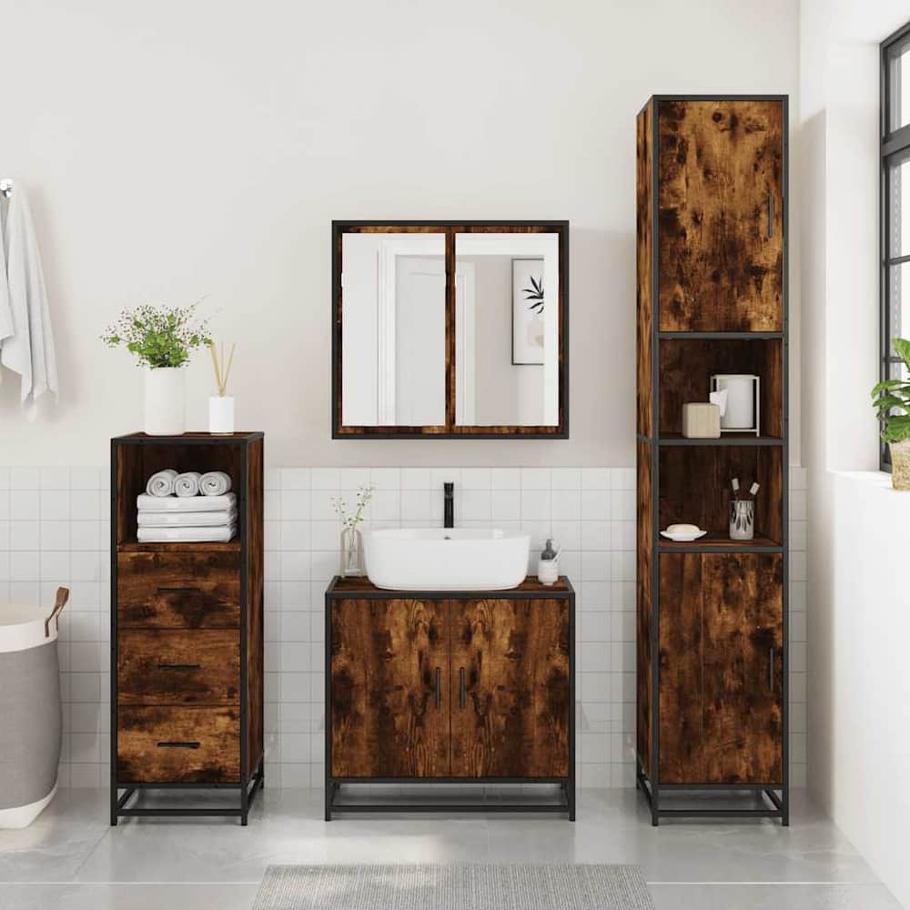 Bathroom Cabinet 35x37,5x100 cm Engineered Wood Smoked oak