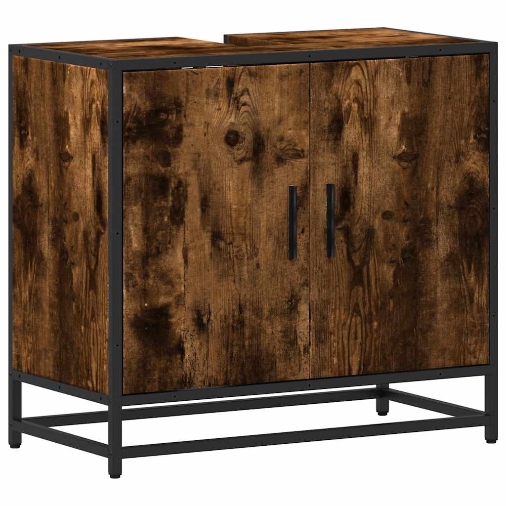 vidaXL Bathroom Sink Cabinet Smoked Oak 65x33x60 cm Engineered Wood 2