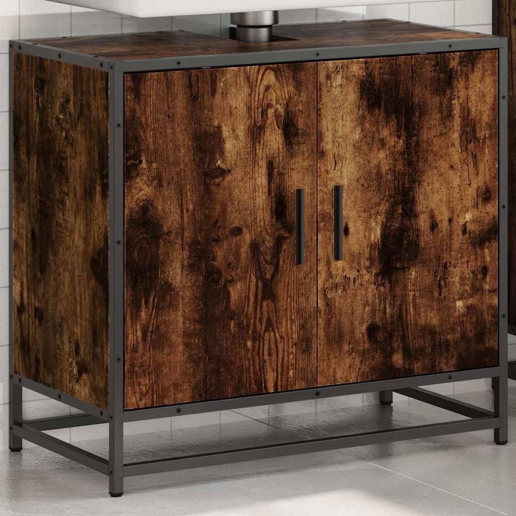 vidaXL Bathroom Sink Cabinet Smoked Oak 65x33x60 cm Engineered Wood 3