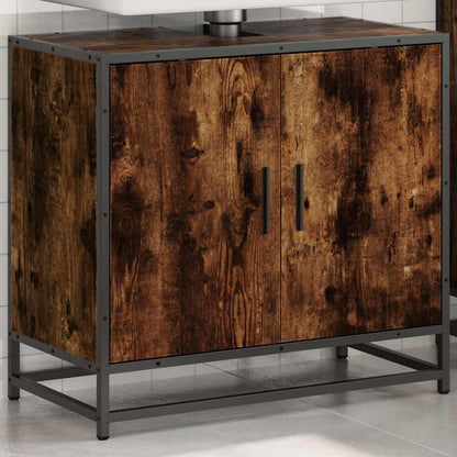 vidaXL Bathroom Sink Cabinet Smoked Oak 65x33x60 cm Engineered Wood 3
