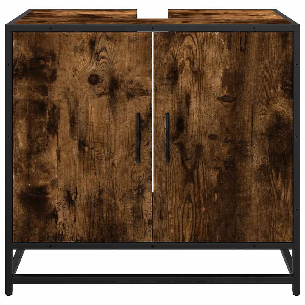vidaXL Bathroom Sink Cabinet Smoked Oak 65x33x60 cm Engineered Wood 5