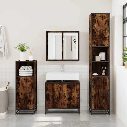 vidaXL Bathroom Sink Cabinet Smoked Oak 65x33x60 cm Engineered Wood 1