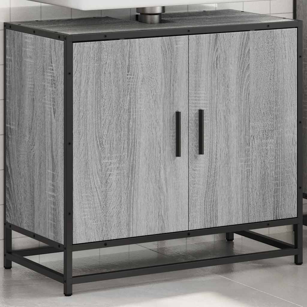 vidaXL Bathroom Sink Cabinet Grey Sonoma 65x33x60 cm Engineered Wood 3