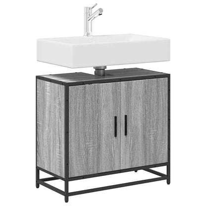 vidaXL Bathroom Sink Cabinet Grey Sonoma 65x33x60 cm Engineered Wood 4