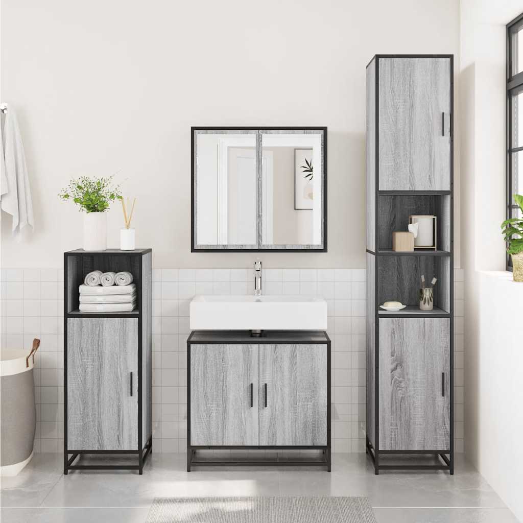 vidaXL Bathroom Sink Cabinet Grey Sonoma 65x33x60 cm Engineered Wood 1