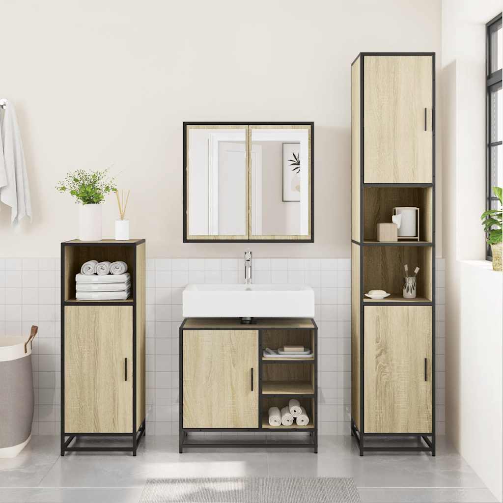 vidaXL Bathroom Sink Cabinet Sonoma Oak 65x33x60 cm Engineered Wood 3