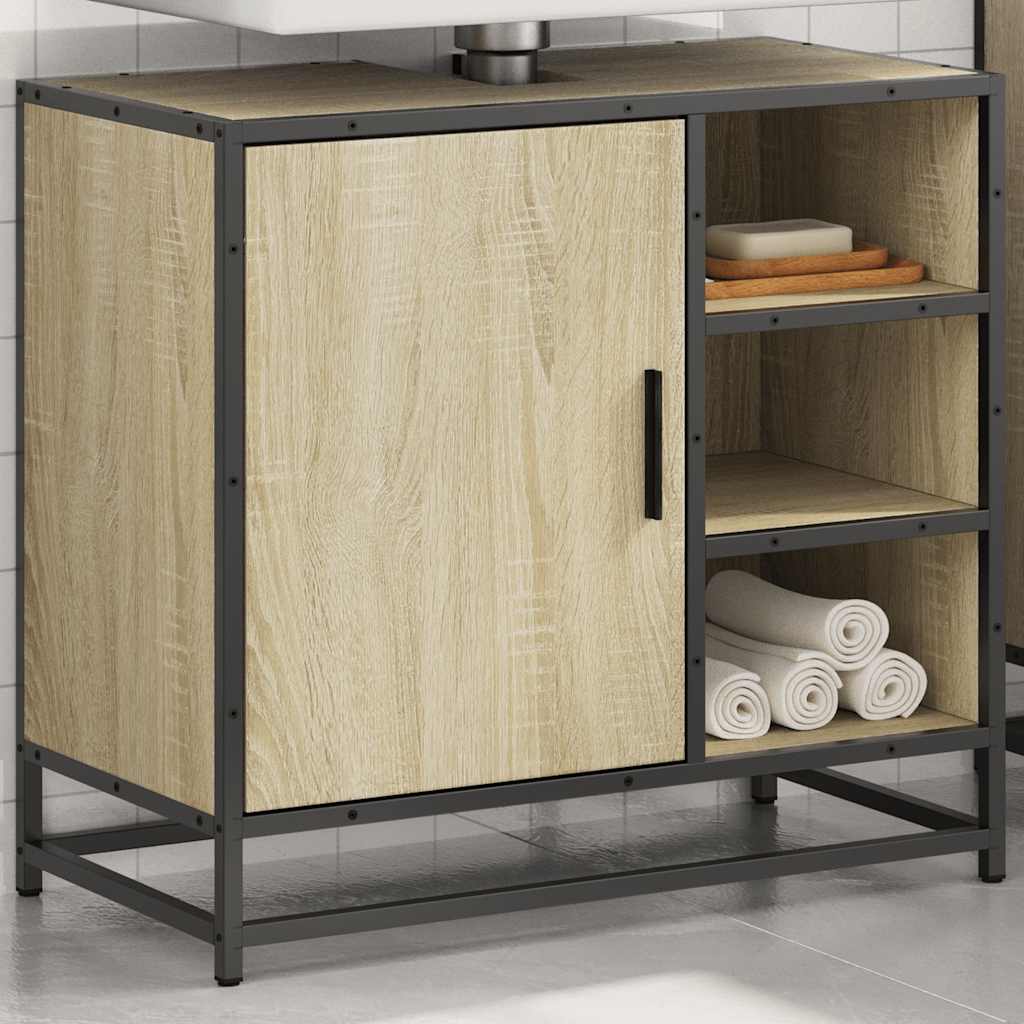 vidaXL Bathroom Sink Cabinet Sonoma Oak 65x33x60 cm Engineered Wood 4