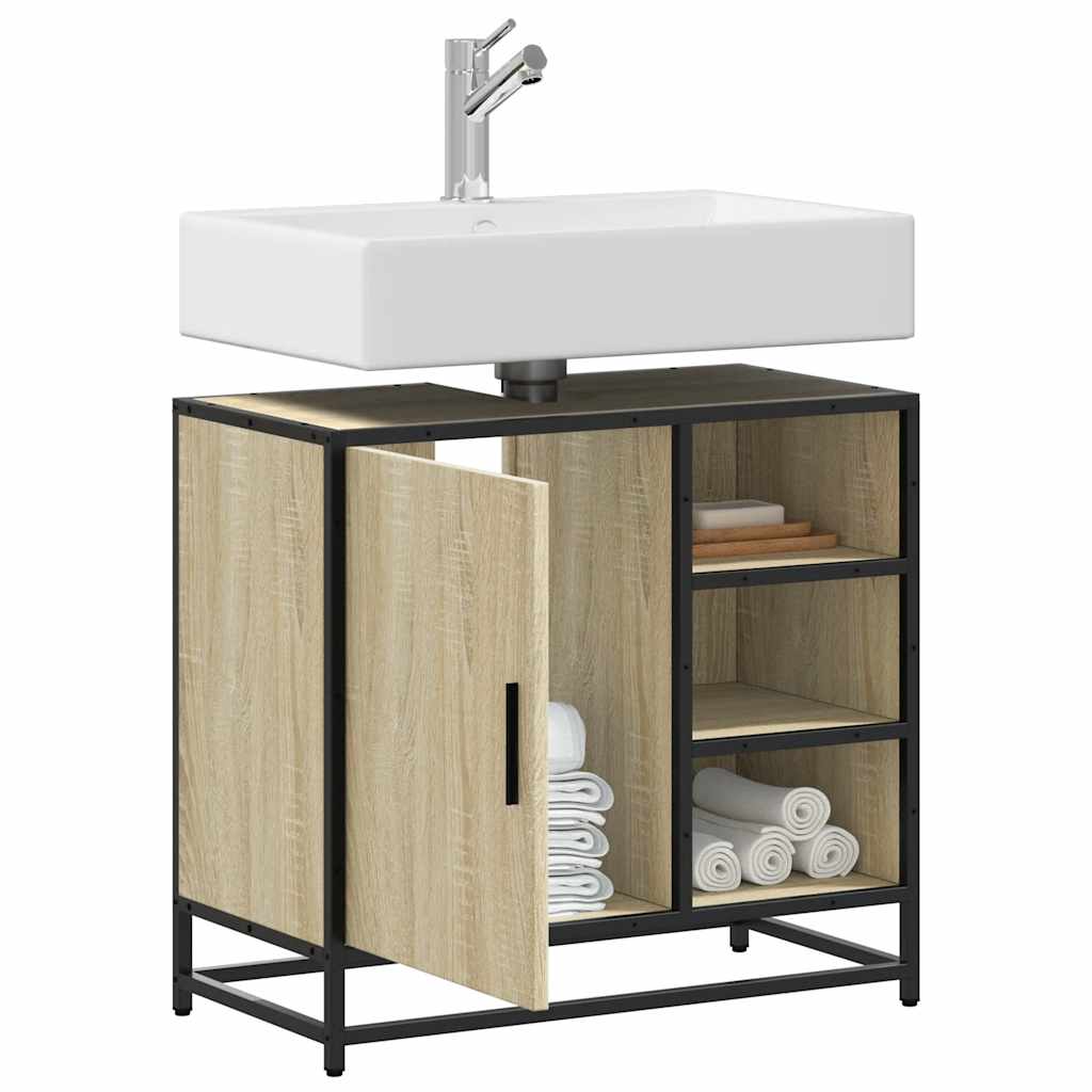 vidaXL Bathroom Sink Cabinet Sonoma Oak 65x33x60 cm Engineered Wood 1