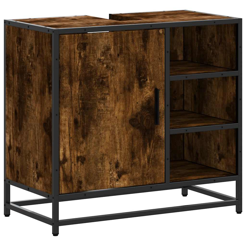 vidaXL Bathroom Sink Cabinet Smoked Oak 65x33x60 cm Engineered Wood 2