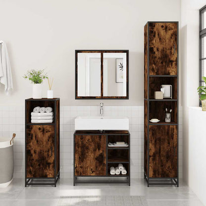 vidaXL Bathroom Sink Cabinet Smoked Oak 65x33x60 cm Engineered Wood 3