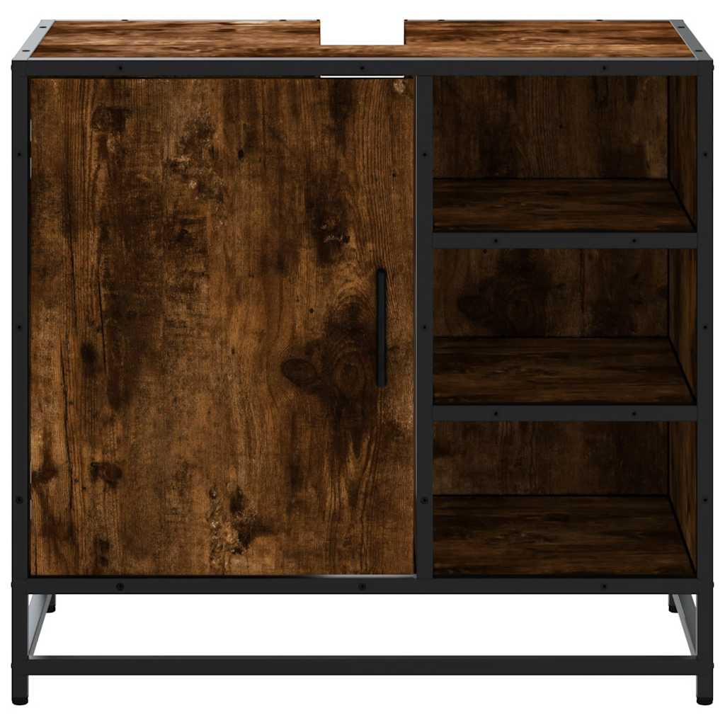 vidaXL Bathroom Sink Cabinet Smoked Oak 65x33x60 cm Engineered Wood 5
