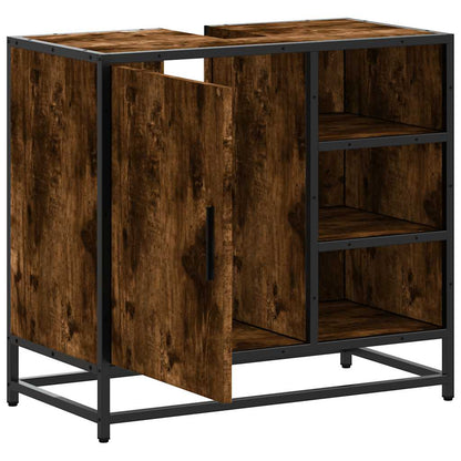 vidaXL Bathroom Sink Cabinet Smoked Oak 65x33x60 cm Engineered Wood 6