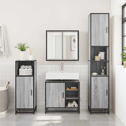 vidaXL Bathroom Sink Cabinet Grey Sonoma 65x33x60 cm Engineered Wood 3