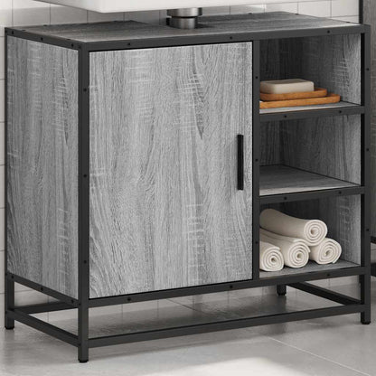 vidaXL Bathroom Sink Cabinet Grey Sonoma 65x33x60 cm Engineered Wood 4