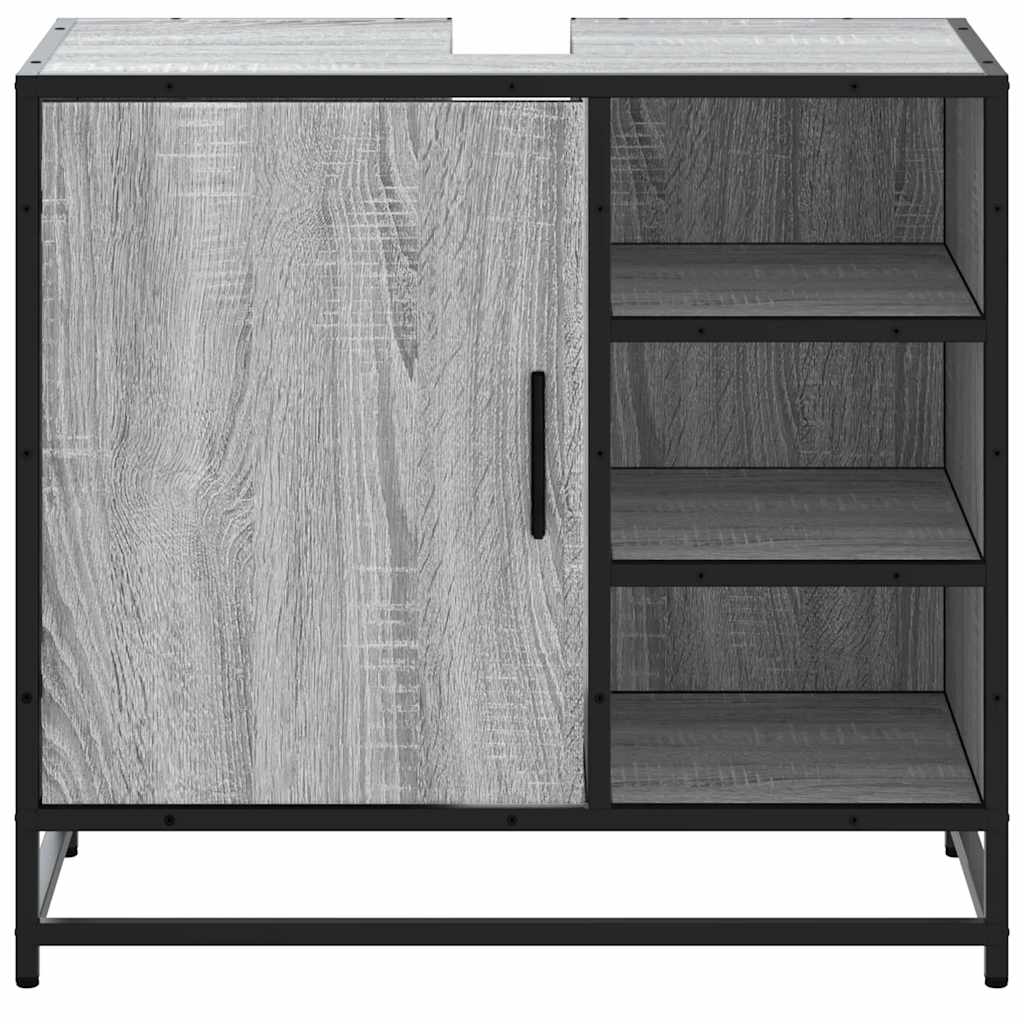 vidaXL Bathroom Sink Cabinet Grey Sonoma 65x33x60 cm Engineered Wood 5