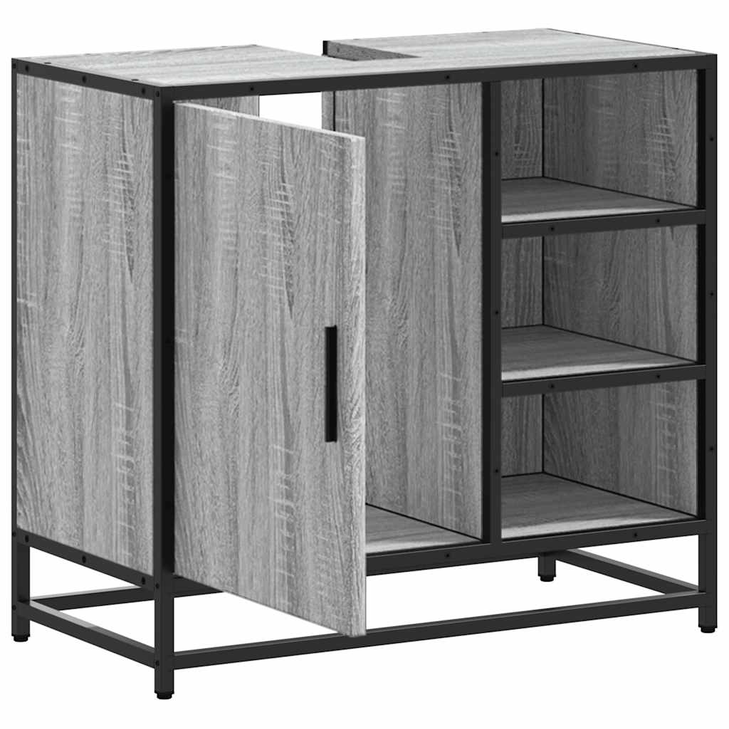 vidaXL Bathroom Sink Cabinet Grey Sonoma 65x33x60 cm Engineered Wood 6
