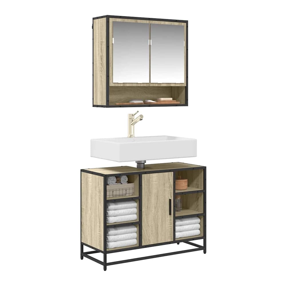 Bathroom Sink Cabinet 80x33x60 cm Engineered Wood Sonoma oak