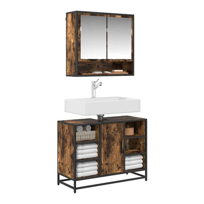 Bathroom Sink Cabinet 80x33x60 cm Engineered Wood Smoked oak